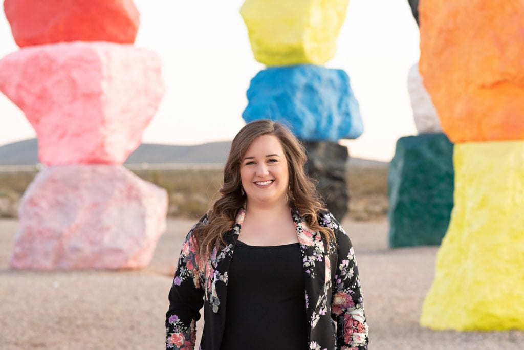 Headshot of a girl by Seven Magic Mountains in Las Vegas