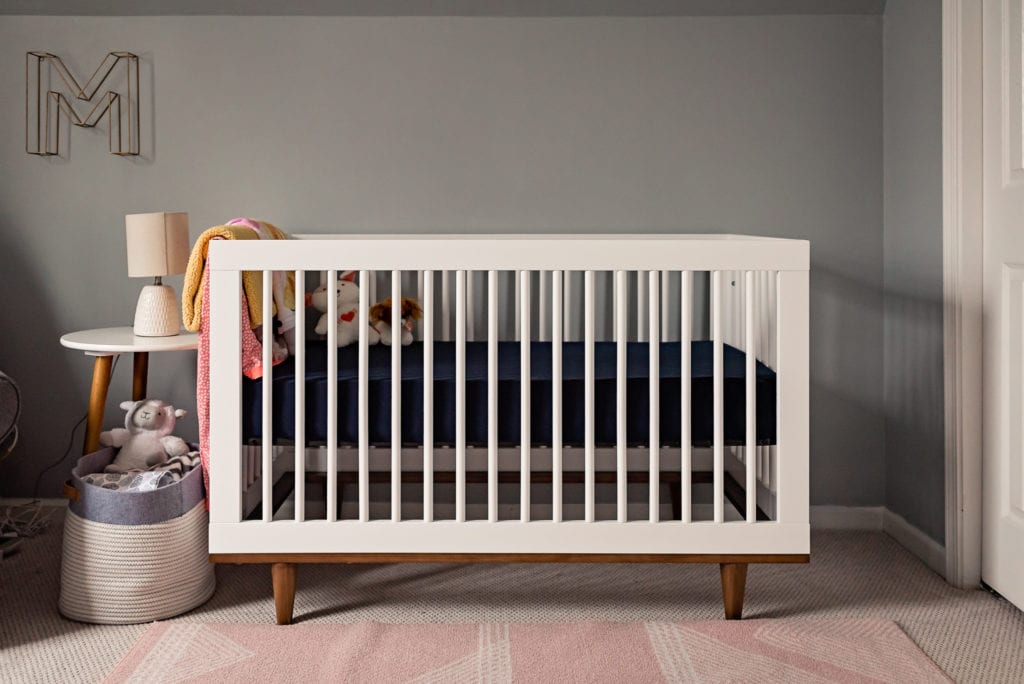 side view of crib in nursery West Hollywood Newborn Pictures