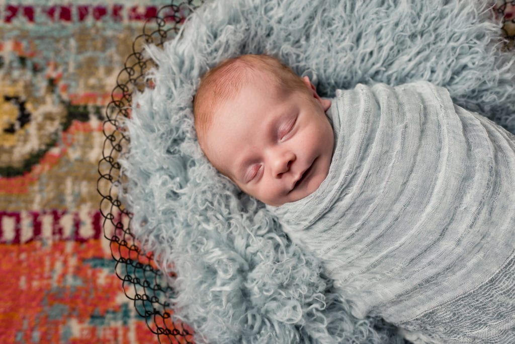 newborn baby boy smiling Culver City Newborn Pictures