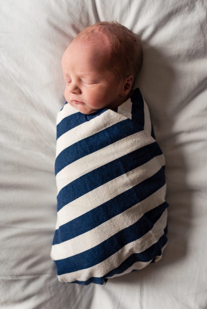 full portrait view of baby in blue and white striped wrap los angeles Fresh 48 in hospital session twins